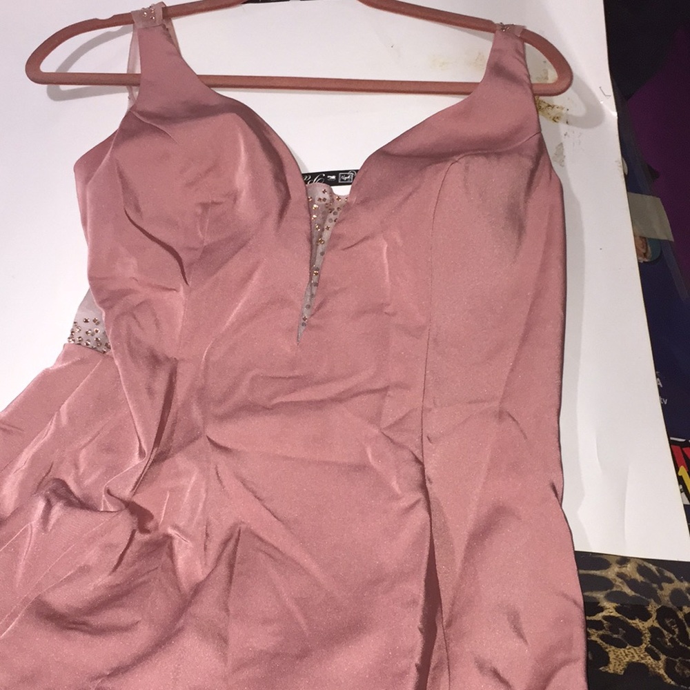 Dusty rose long length dress with a little bling